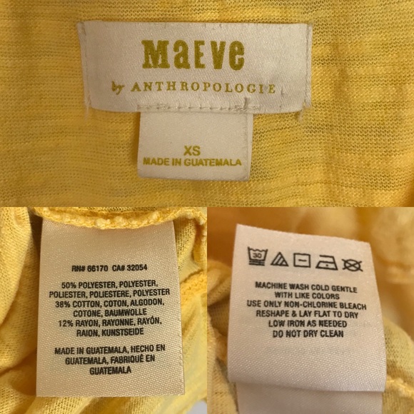 Anthropologie Maeve Ruffle Split Back Tank Yellow - Picture 7 of 7